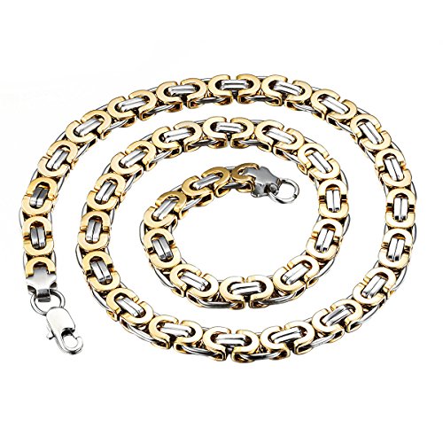 OIDEA Herren Halskette Königskette Vintage: Schwer Kette aus Edelstahl Gold Rock Punk Stil 57cm Schmuck Geschenk für Männer Junge von OIDEA