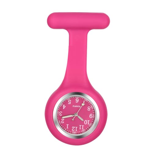 OIDEA Krankenschwester Uhr Taschenuhr mit Silikonhülle: Rot Krankenschwesteruhr Zeiger mit Leuchtend Analog Quarz mit digital Zifferblatt Pflegeuhr Ansteckuhr Geschenk für Damen Frauen von OIDEA