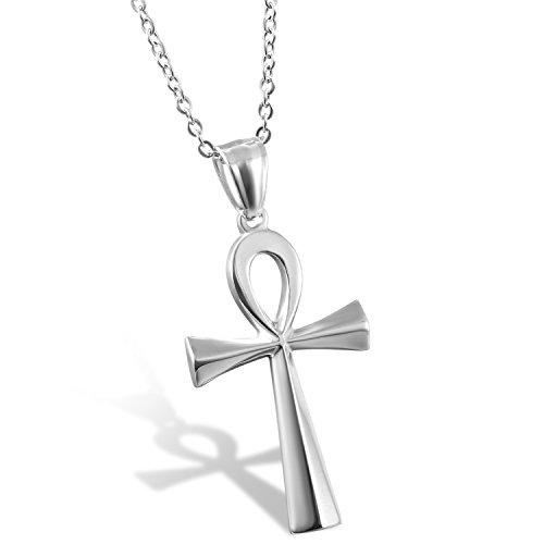 OIDEA Kreuzanhänger Halskette Edelstahl Kreuz für Herren Damen Vintage Ägypten Kreuz Kette 50 cm, Silber von OIDEA