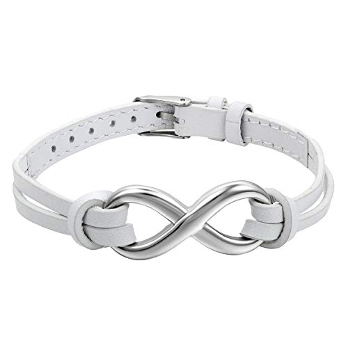 OIDEA Armband mit unendlichkeitszeichen, Elegant 23CM Leder Armreifen Verstellbar, Silber von OIDEA
