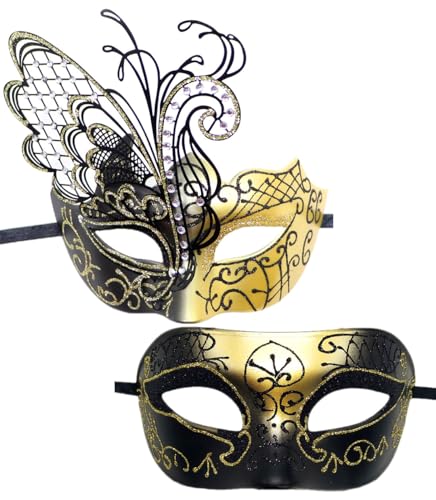OIDEA Metall Venezianische Maske für Paare: Gold 2 Stück Paar Maskerade mit Sexy Strass Augenmaske für Partner Kostüm Karneval Cosplay Party Masquerade für Damen Herren OIDEA Metall Venezianische Maske für Paare: Gold 2 Stück Paar Maskerade mit Sexy Strass Augenmaske für Partner Kostüm Karneval Cosplay Party Masquerade für Damen Herren von OIDEA