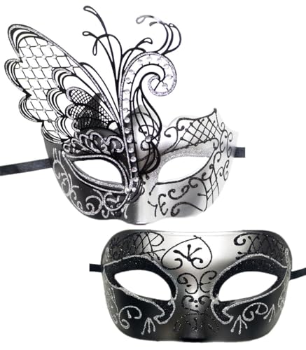 OIDEA Metall Venezianische Maske für Paare: Silber 2 Stück Paar Maskerade mit Sexy Strass Augenmaske für Partner Kostüm Karneval Cosplay Party Masquerade für Damen Herren OIDEA Metall Venezianische Maske für Paare: Silber 2 Stück Paar Maskerade mit Sexy Strass Augenmaske für Partner Kostüm Karneval Cosplay Party Masquerade für Damen Herren von OIDEA