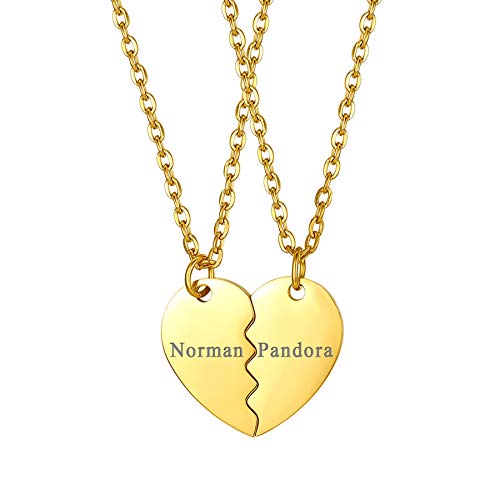 OIDEA Freundschaftskette Personalisiert Halskette, BFF Best Freinds Forever Edelstahl Kette mit Gravur Name Datum für 2/3/4/5 Paare Pärchen Geschenk für Jahrestag Geburtstag, Gold/Schwarz/Silber von OIDEA