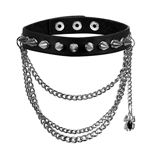 OIDEA Damen Leder Choker Halsband: Punk Rock Spinne Kette Anhänger Echt Lederhalsband Gotik Rock Halsschmuck für Party Kostüm von OIDEA