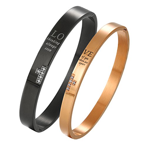 OIDEA Paar Armband aus Edelstahl: 2 Stück Partner Panzerkette Pärchen Armkette Armbänder mit Gravur Armreif Geschenk für Verliebte Damen Herren Paare Armreif Love von OIDEA