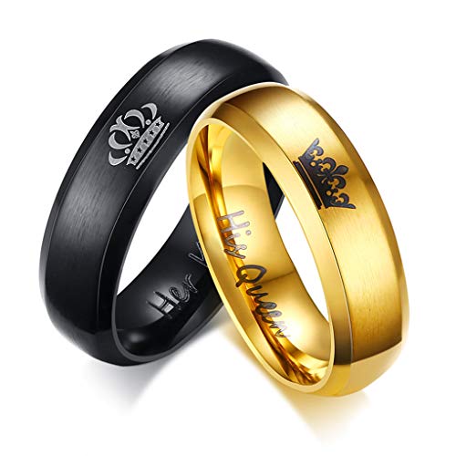 OIDEA Paar Ring Gold Edelstahl: Herrren Partnerring mit Gravur His Queen Her King Krone Eheringe Trauringe Geschenk für Männer Größe 64 von OIDEA