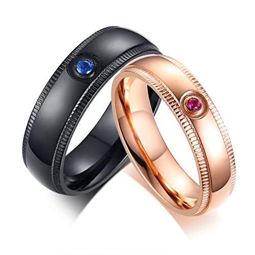 OIDEA Paar Ringe mit Zirkonia Schwarz: Herrenring aus Edelstahl Eheringe Geschenk für Partner Männer Paare Pärchen Größe 60 von OIDEA