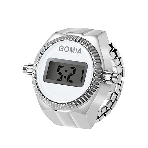 OIDEA Ringuhr Fingeruhr Herren Damen: Digital Silber elastisch Fingerband mit Weiß digital Legierung Ring Uhr Uhrenring Geschenk für Freund Familie von OIDEA