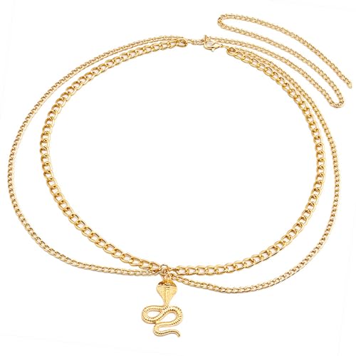 OIDEA Schlange Taillenkette Gold Kettengürtel: Damen Verstellbare Metall Bauchkette Hüftkette Taille Kette Körperschmuck Taillenkettengürtel Bikini-Kette für Frauen Mädchen von OIDEA