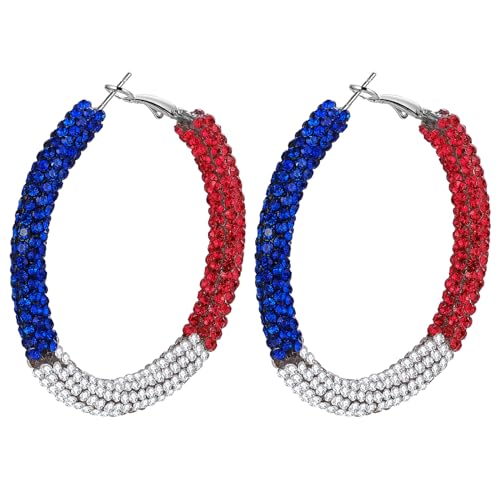 OIDEA USA-Flagge Ohrringe Creolen: 1 Paar Damen Creolen 4. Juli Amerika Unabhängigkeitstag Vintage Böhmischer Stil Schmuck Geschenk für Freundin Frauen Mädchen von OIDEA
