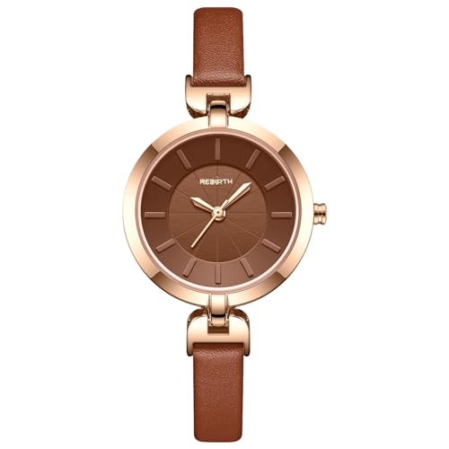 OIDEA Uhren Damen Lederarmband Armbanduhr: Braun Uhren Analog Quarz Elegant Uhr Damenuhr mit echt Leder Armband Geschenk für Frau Freundin Schwester von OIDEA