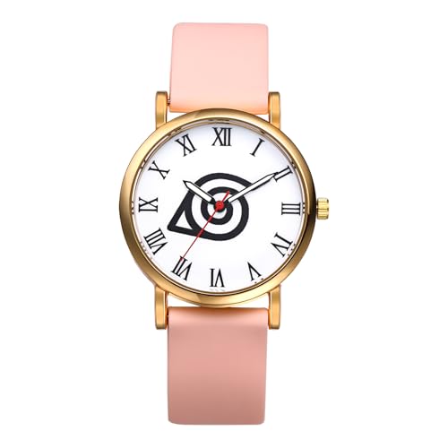 OIDEA Unisex Anime Armbanduhr aus Silikon: Pink Rosa Silikonarmband Analog Quarz mit Römischer Zifferblatt Geschenk für Herren Damen Junge Mädchen von OIDEA