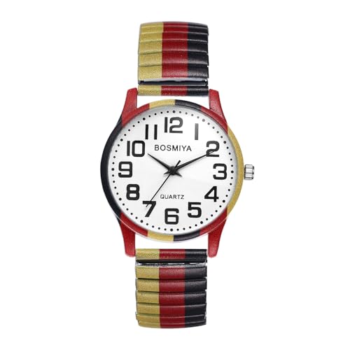 OIDEA Unisex Armbanduhr elastischer Band: Deutsche Flagge Muster Edelstahlarmband Analog Quarz mit großer Arabischer Zifferblatt Geschenk für Herren Damen OIDEA Unisex Armbanduhr elastischer Band: Deutsche Flagge Muster Edelstahlarmband Analog Quarz mit großer Arabischer Zifferblatt Geschenk für Herren Damen von OIDEA