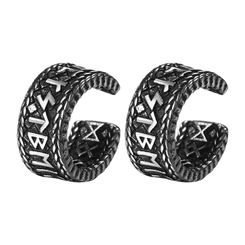 OIDEA Unisex Ohrclip Clip Ohrringe: Edelstahl Wikinger Viking Rune Ohrclips, Nicht durchbohrbar & verstellbar, ideal für Männer & Frauen, geeignet als Geschenk für Geburtstage & besondere Anlässe von OIDEA