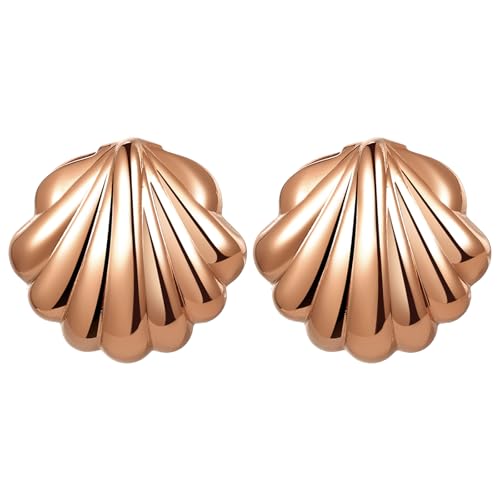 Oidea Damen Ohrringe Muschel Ohrstecker: Rosegold im Herzförmig Meeresstrand Design aus Edelstahl Hypoallergen Schmuck Geschenk für Frauen Freundin von OIDEA
