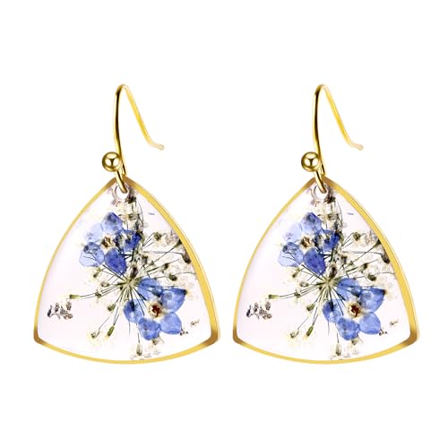 Oidea Damen Ohrringe mit Blumen Ohrhänger: Gold Elegant Erinnerungsohrringe Schmuck Dreieckig Geschenk für Fehlgeburt Mutter Freundin von OIDEA