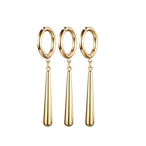 Oidea Herren Ohrringe Zorro Set: Gold 3 Stück Fake Ohrringe aus Edelstahl ohne Ohrlöcher Creolen Ohrclips Schmuck Geschenk für Anime-Fans Roronoa Cosplays Männer Junge von OIDEA