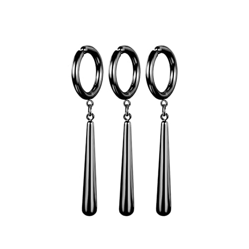 Oidea Herren Ohrringe Zorro Set: Schwarz 3 Stück Fake Ohrringe aus Edelstahl ohne Ohrlöcher Creolen Ohrclips Schmuck Geschenk für Anime-Fans Roronoa Cosplays Männer Junge von OIDEA