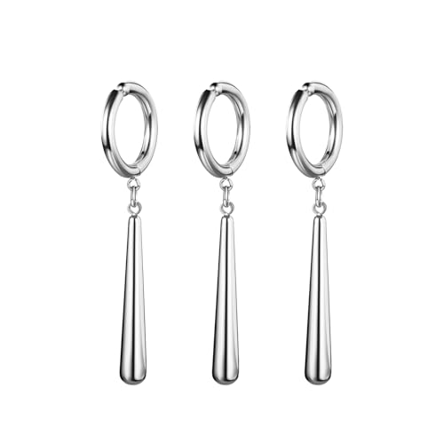 Oidea Herren Ohrringe Zorro Set: Silber 3 Stück Fake Ohrringe aus Edelstahl ohne Ohrlöcher Creolen Ohrclips Schmuck Geschenk für Anime-Fans Roronoa Cosplays Männer Junge von OIDEA