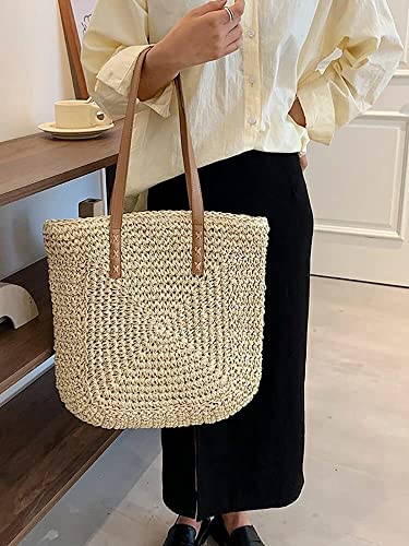 Strohtasche Gewebte Tasche StrohhandtaschenStrohtasche Sommer Gewebte Frauentasche Große Kapazität Stroh Frau Strand Handgefertigte Handtaschen for Frauen Mode Weibliche Umhängetasche (Farbe: Beige, G Strohtasche Gewebte Tasche StrohhandtaschenStrohtasche Sommer Gewebte Frauentasche Große Kapazität Stroh Frau Strand Handgefertigte Handtaschen for Frauen Mode Weibliche Umhängetasche (Farbe: Beige, G von OIDESA