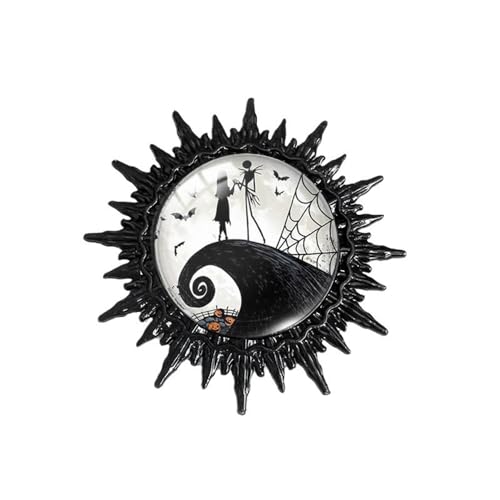 Jack and Sally Brosche Niedlich Cartoon Nightmare Before Christmas Brosche Pins Revers Pins Horror Schwarz Metall Kleid Zubehör Boutonniere Corsage für Jacke Hut Rucksack Geschenk Weihnachten für von OIDIMS