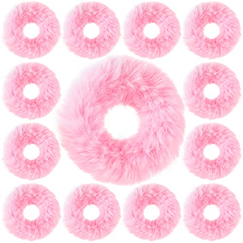 OIIKI Haargummis, flauschig, 14 Stück, flauschige Haargummis, pelzige Haarbänder mit künstlichem Kaninchenfell, elastische Haargummis, Pferdeschwanz-Halter für Mädchen und Frauen, Haarschmuck von OIIKI
