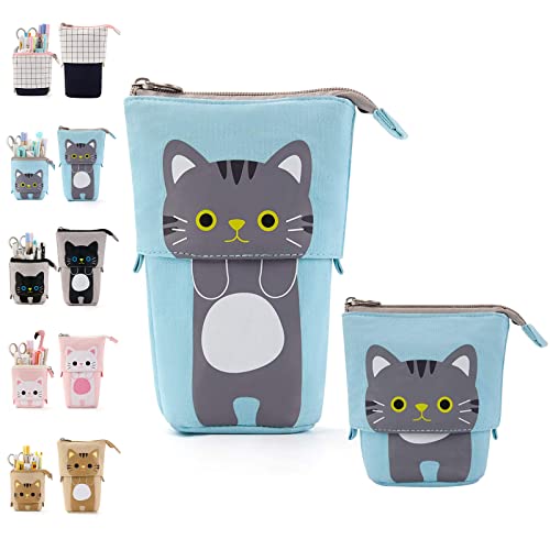 Federmäppchen Mädchen Cartoon, Süßer Katze 2-in-1 Pencil Case/Stifteköcher für Teenager Schülerin, Pop Up Pen Pencil Case Teleskophalter Mäppchen, Ständer Bleistifthalter, Federmäppchen Mädchen von OIOYLEY