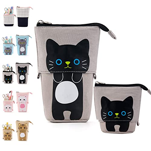 Federmäppchen Mädchen Cartoon, Süßer Katze 2-in-1 Pencil Case/Stifteköcher für Teenager Schülerin, Pop Up Pen Pencil Case Teleskophalter Mäppchen, Ständer Bleistifthalter, Federmäppchen Mädchen von OIOYLEY