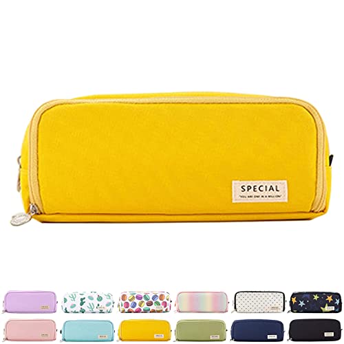 OIOYLEY Federmäppchen Groß mit 3 Fach, Federtaschen Teenager Mädchen Mäppchen Etui Stifte 3 Fach, Pencil Case für Kinder Erwachsene für Schule & Büro, Gelb (Nur EIN Federmäppchen, kein Stift) von OIOYLEY