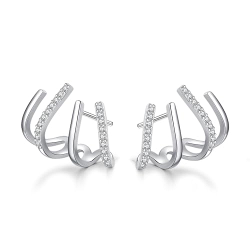 S925 Sterling Silber Klaue Ohrringe Klaue Manschette Ohrringe für Damen Ohrringe die wie mehrere Piercings aussehen Silber Ear Crawler Ohrringe Teenager Mädchen von OISJHW