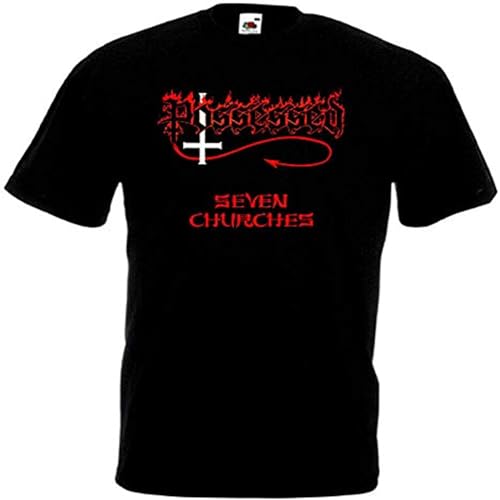 Possessed Seven Churches T Shirt Black Death Metal for Men Black XL von OISSA