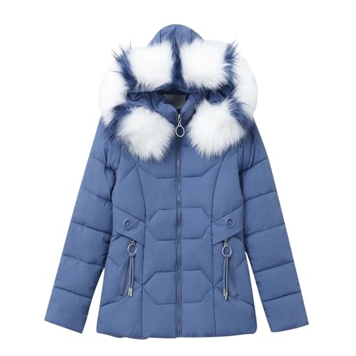 Frauen Attumn Winter Solide Plüsch Verbund Reißverschluss Langarm Jacke Tasche Oberbekleidung Mantel Damensteppjacken Übergang (Blue, M) von OIUHJN