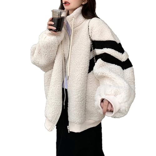 OIUHJN Lammjacke Damen Winter Vielseitig verdicktes warmes Design Sinn koreanische Version der vielseitigen Kleidung Klassischer Wintermantel Damen (Beige, S) von OIUHJN