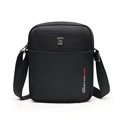 OIWAS Kleine Messenger Bag Crossbody Umhängetaschen für Herren, Mini Sling Pack Handtasche Herren Nylon Reise Geldbörse, Schwarz von OIWAS