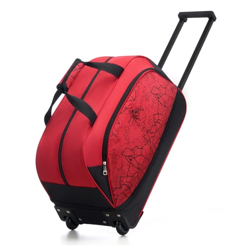 OIWAS Kleine Reisetasche Damen mit Rollen 50L-60L Trolleyfunktion Tasche erweiterbares Business Trolley Handgepäck Rot von OIWAS