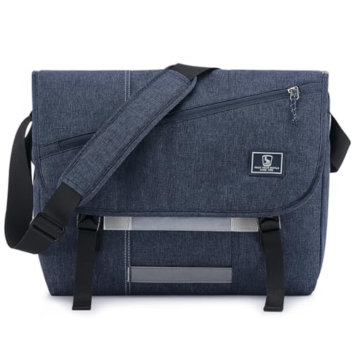 OIWAS Messenger Bag for Women - Canvas 15.6 Inch Laptop Satchel Computer Briefcase Mens Crossbody Bag School Backpack (15.6 Inch, Blue) von OIWAS