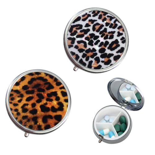 2 Fächer Medizin Pillendose, Tablettenbox, Pillendose Klein für Unterwegs, Tragbare Pillendose für Tasche oder Geldbörse Pillendose Dekorative Metall Medizin Vitamin Organizer Einzigartiges Geschenk von OIXEYA