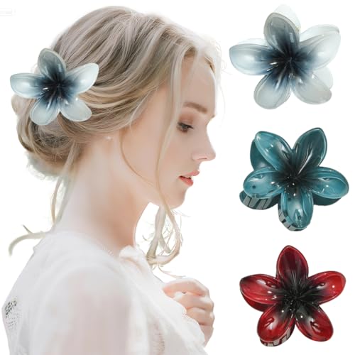 Hawaiian Plumeria Haarschmuck, blumen haarklammer - große Krallenclips für dickes und dünnes Haar, tropische Strand-Haarclips für Frauen und Mädchen 3 Stück Hawaiian Plumeria Haarschmuck, blumen haarklammer - große Krallenclips für dickes und dünnes Haar, tropische Strand-Haarclips für Frauen und Mädchen 3 Stück von OIXEYA