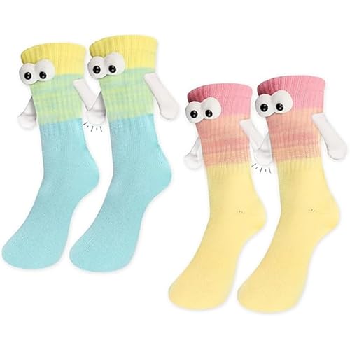 OIXEYA 2 Paar Magnetische Socken mit Händen Hand in Hand, Lustige Geschenke für Frauen Männer Freunde Familie Partner Paar von OIXEYA
