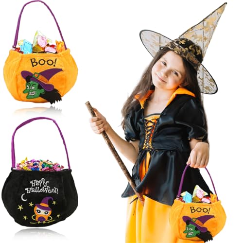 OIXEYA 2 Stück Halloween Kürbis Eimer, Candy Bag, Kürbis Tasche Eimer Süßigkeitentüten, Sammeltasche mit Henkel für Halloween Süßigkeiten OIXEYA 2 Stück Halloween Kürbis Eimer, Candy Bag, Kürbis Tasche Eimer Süßigkeitentüten, Sammeltasche mit Henkel für Halloween Süßigkeiten von OIXEYA