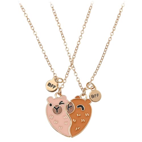 OIXYA FloralGrace Capybara Friendship Necklaces,Capibara Friendship Necklaces for 2 Girls,freundschaftskette,BFF Heart Hands,Matching Chains,Capybara Pendant, Pack of 2 OIXYA FloralGrace Capybara Friendship Necklaces,Capibara Friendship Necklaces for 2 Girls,freundschaftskette,BFF Heart Hands,Matching Chains,Capybara Pendant, Pack of 2 von OIXYAZ