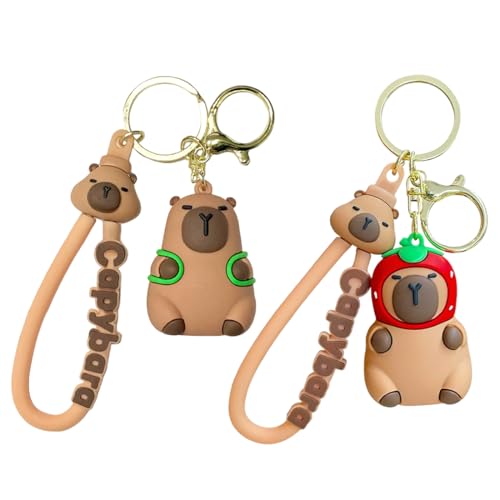 OIXYA Pack of 2 Capybara Keyrings,capybara schlüsselanhänger,Funny Cartoon,capibara Keyring,Bag Charm,brown von OIXYAZ