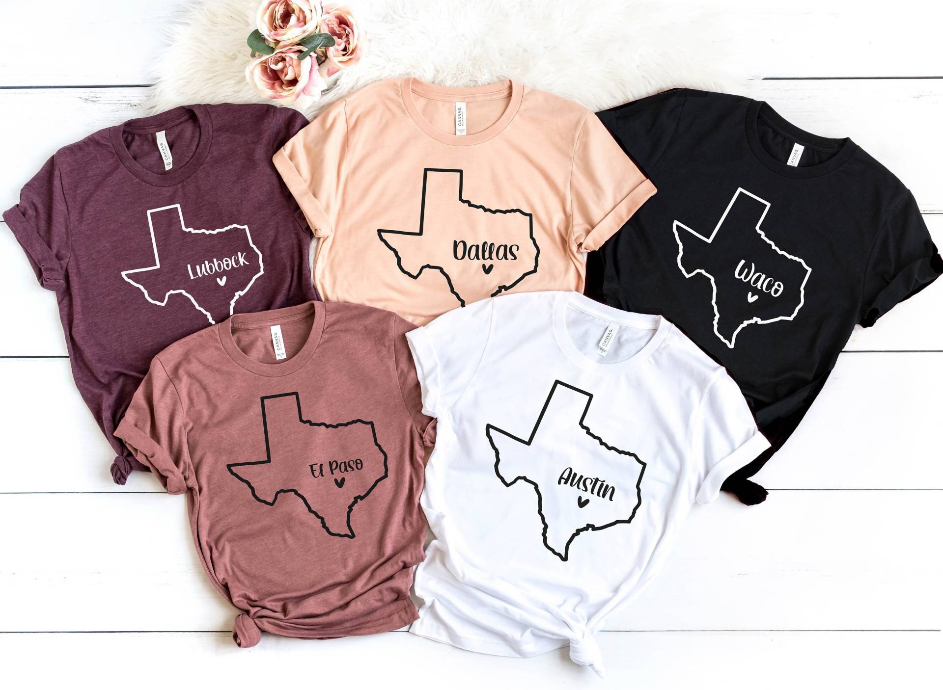 Benutzerdefinierte Texas Shirt, Städte Shirts, Benutzerdefinierte Karte Home State Texaner Tshirts Geschenk, Andenken von OJEYAPPAREL