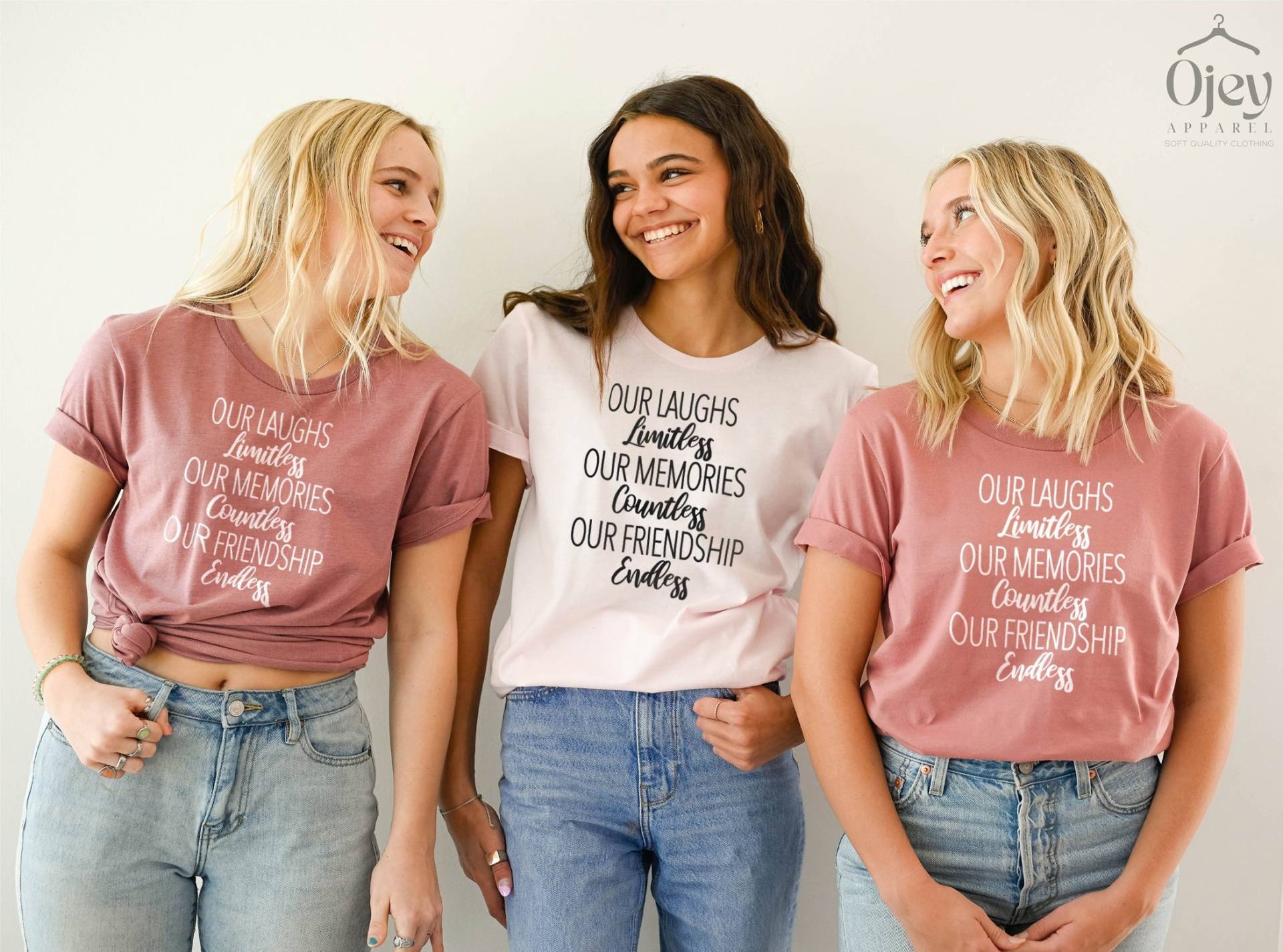 Best Friends Shirt, Our Laughs Are Limitless, Memories Countless, Friendship Is Endless, Friend Matching Tees, Gifts von OJEYAPPAREL