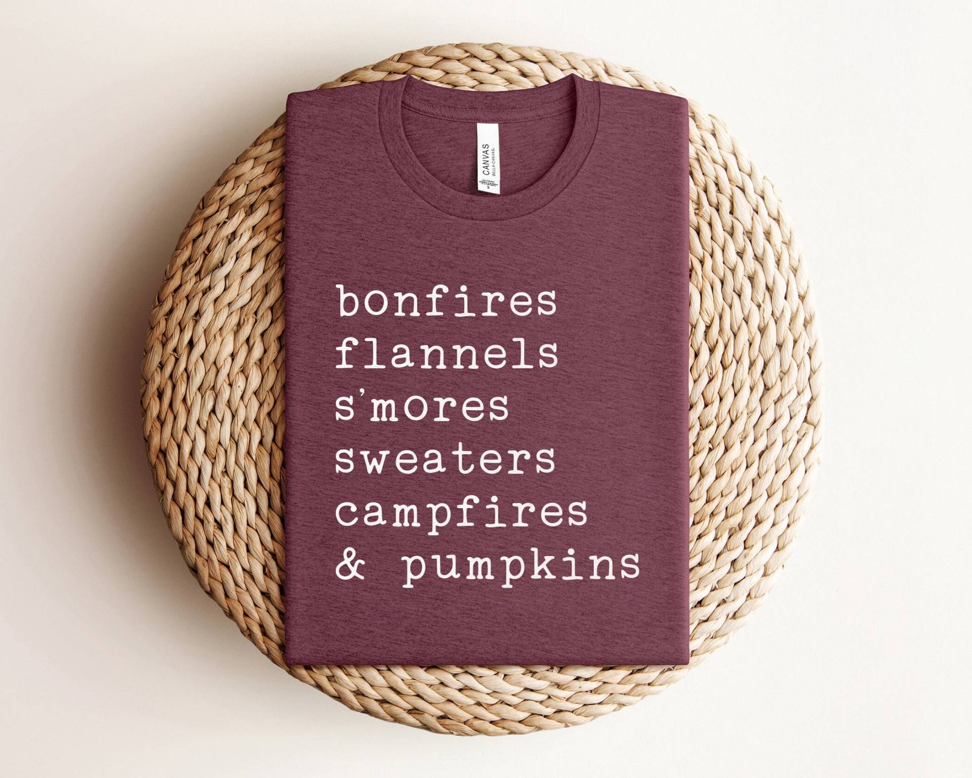 Herbst-T-Shirts, Erntedank-Shirts, Lagerfeuer Flanells S'mores Pullover & Kürbisse, Herbst-Shirt, Herbst-Shirts Für Frauen, Herbst-T-Shirt von OJEYAPPAREL