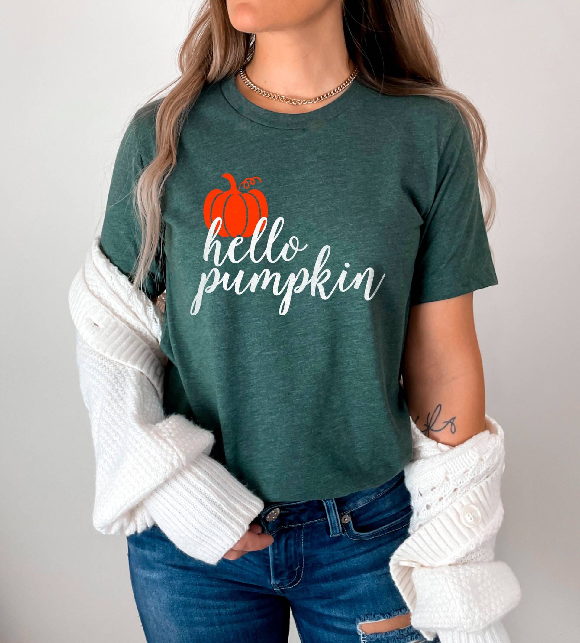 Kürbis Shirt, T Herbst Hallo Shirts Für Frauen, Passendes Patch Shirt von OJEYAPPAREL