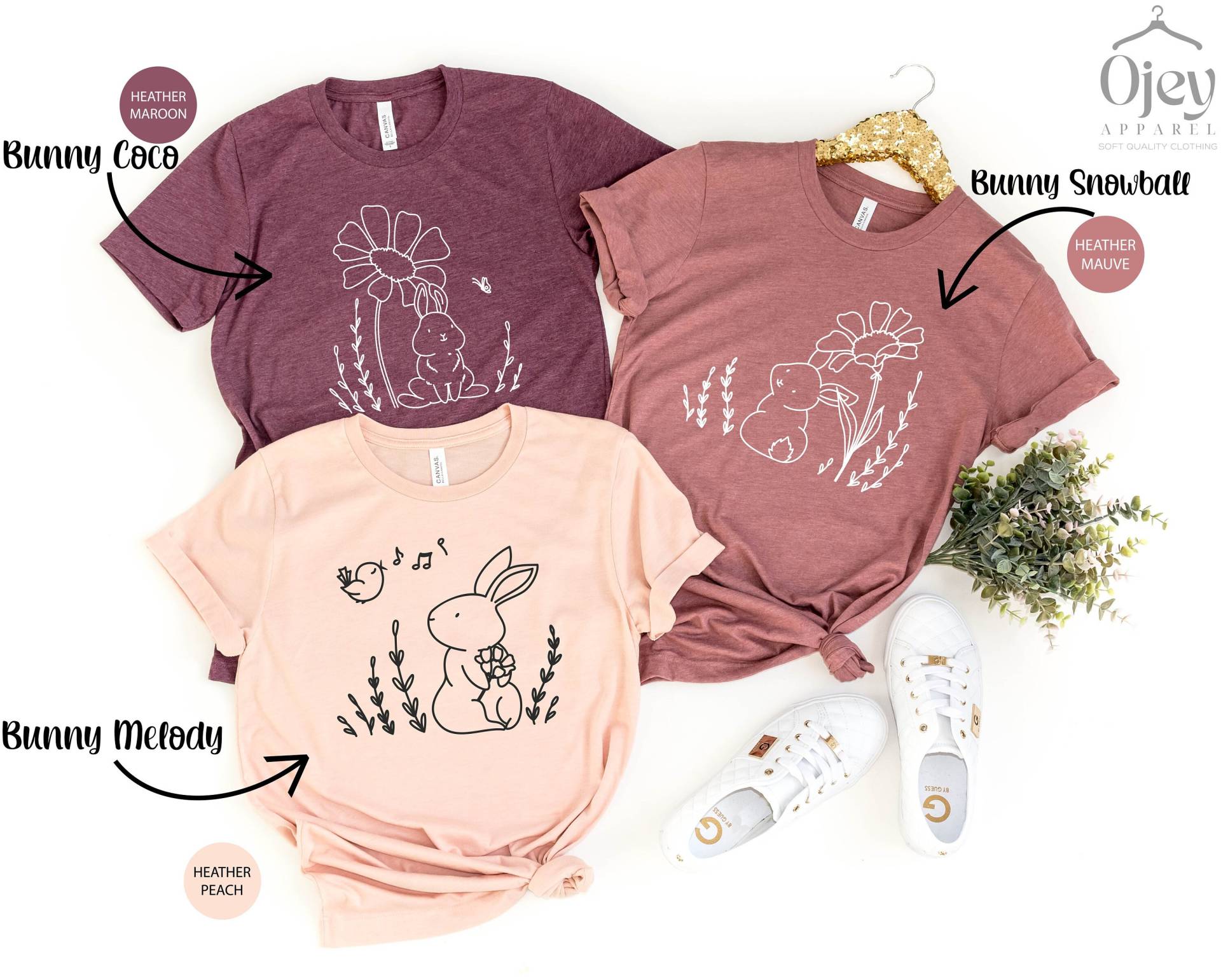 Osterhase Shirt, Familie Ostern Shirts, Frauen Mom Oster T-Shirts, Hase Strampelanzug von OJEYAPPAREL