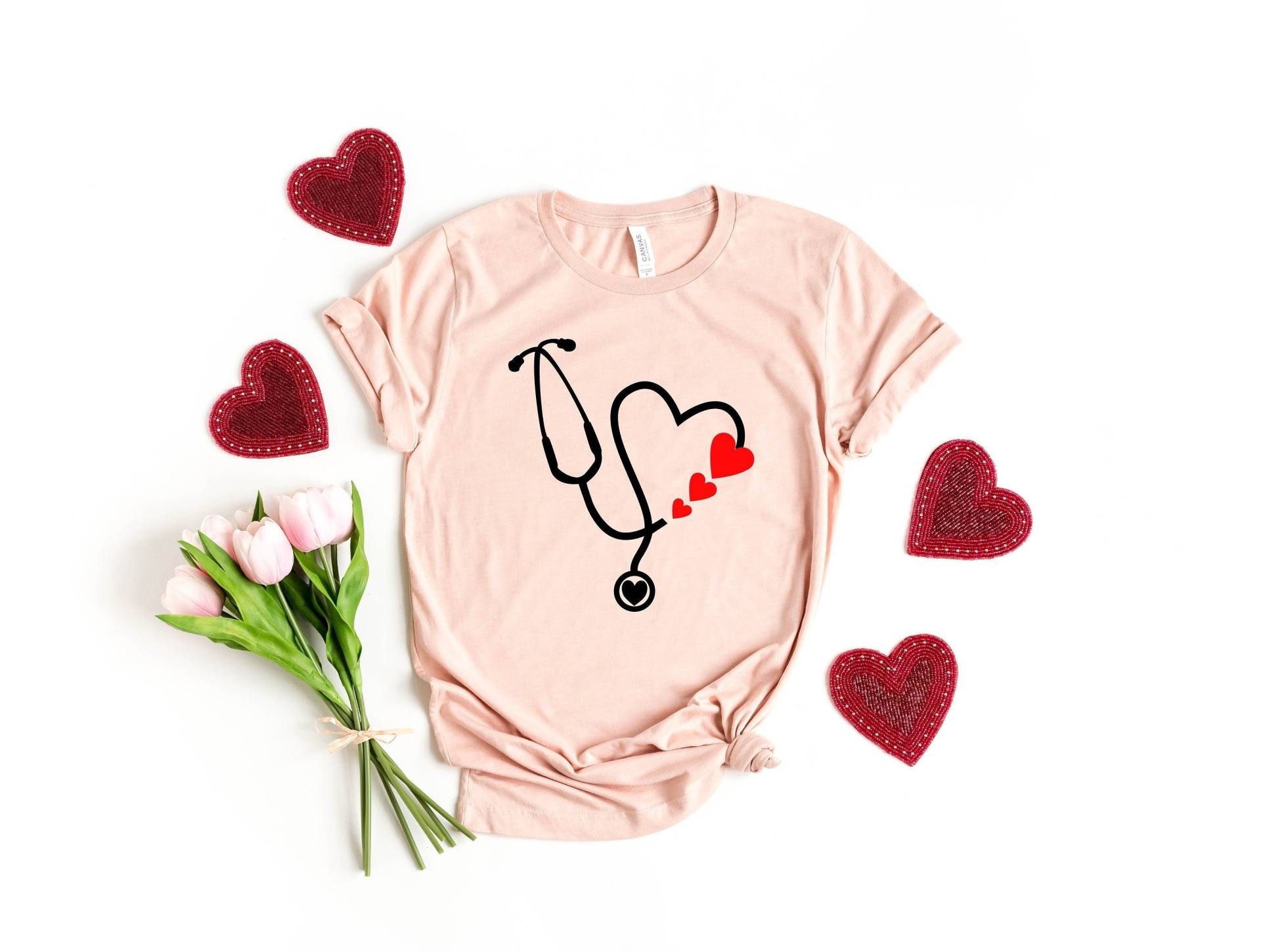 Valentine Krankenschwester Shirt, Crew Shirts, Liebe Geschenk Stethoskop Shirt von OJEYAPPAREL