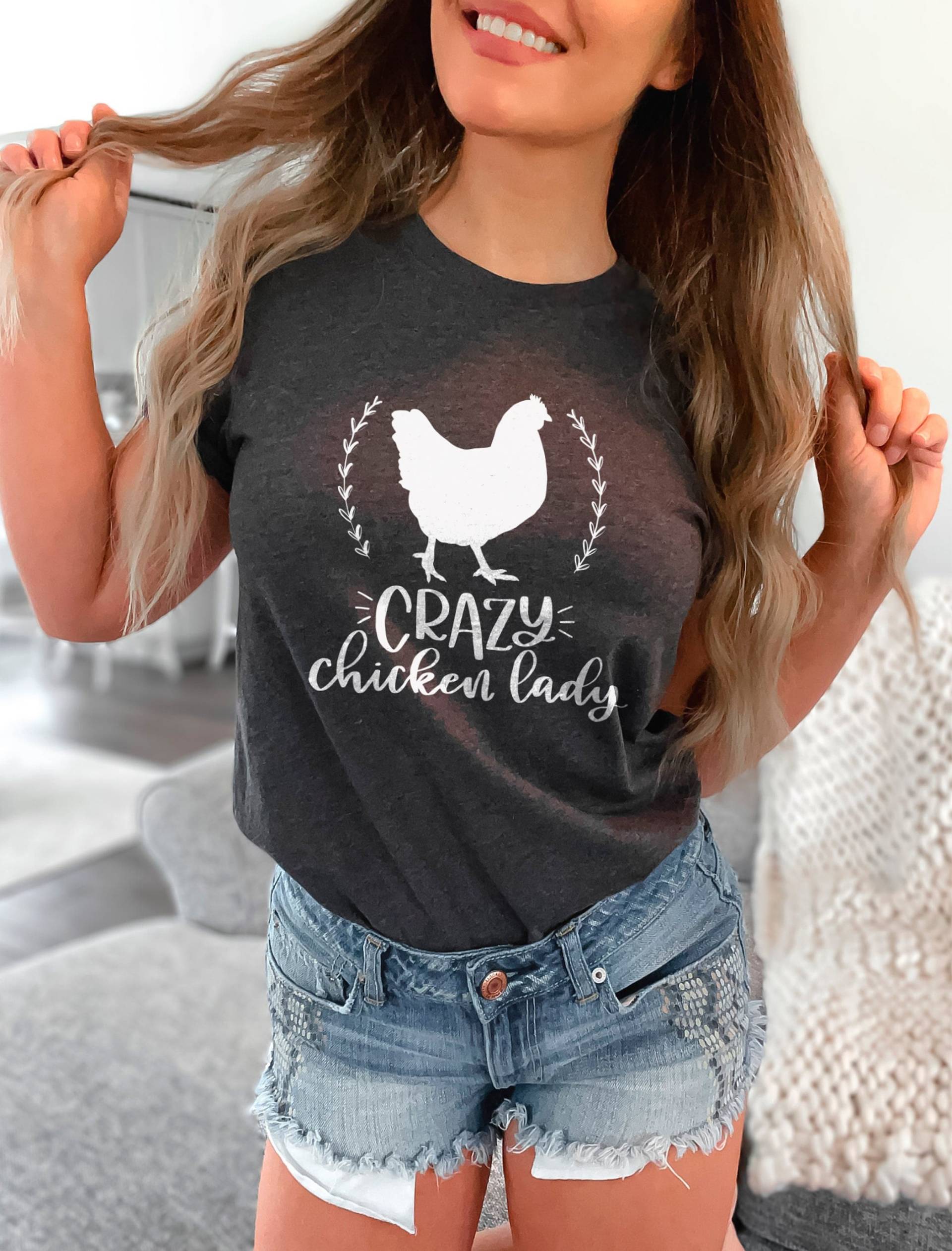 Verrücktes Huhn-Dame-Shirt, Huhn-Liebhaber-Hemd, Huhn-Mama-Shirt, Landwirt-Hemd, Huhn-Landwirt-Hemd, Huhn-Liebhaber-Geschenke von OJEYAPPAREL