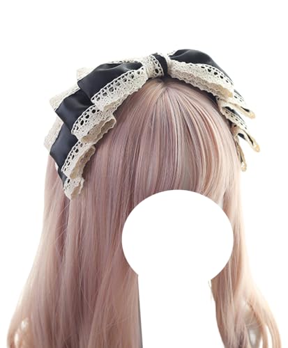 Handgemachtes Schleifen-Stirnband, Großes Schleifen-Haarband, Lolita-Haarschmuck, Mode-Haarnadel, Mädchen-Frauen-Kopfschmuck for Party(Black) von OJIJO